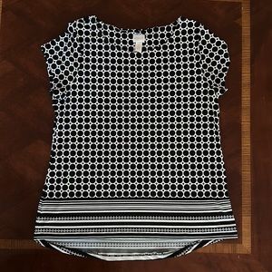 CHICO'S BLACK & WHITE GEOMETRIC BLOUSE